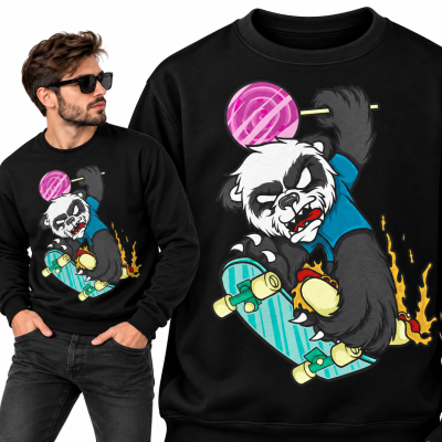 BLUZA ŚMIESZNA  PANDA SKATE